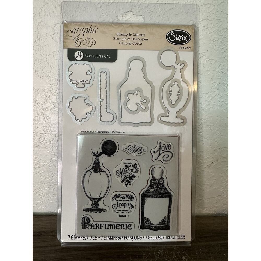 Sizzix 659055 Graphic 45 Stamp & Die-cut Set Perfume Bottle